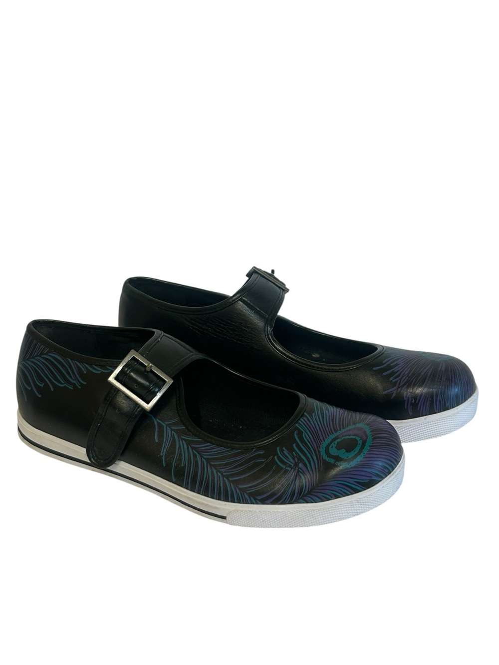 TUK Peacock Feather Mary Jane Flats Size 9